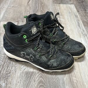 Under Armour Black and Green Kids baseball cleats Shoes